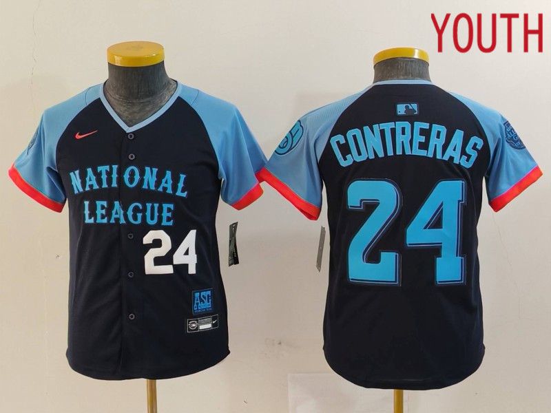 Youth Milwaukee Brewers #24 Contreras Blue All star 2024 Nike MLB Jersey style 4->youth mlb jersey->Youth Jersey